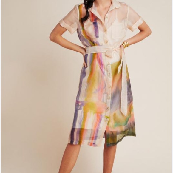 Anthropologie - Designed by Aimee Clarke - Silk shirtdress Size XS - Picture 1 of 6
